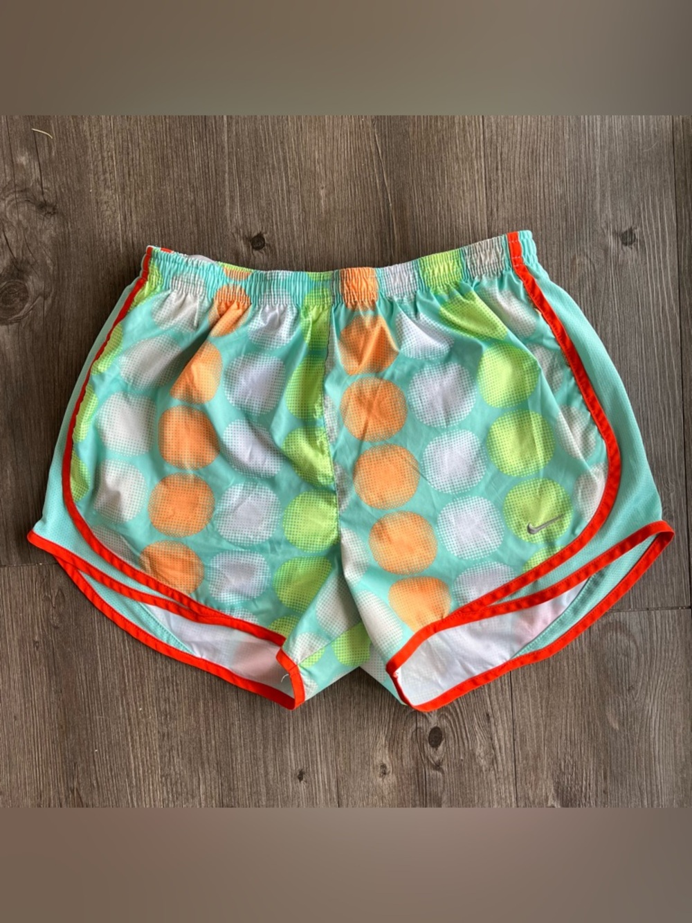 Neon Polka Dot Nike Shorts with Orange Trim